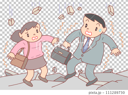 Natural disasters - Earthquakes, earthquake disasters, cracks in the ground, falling objects 111289730