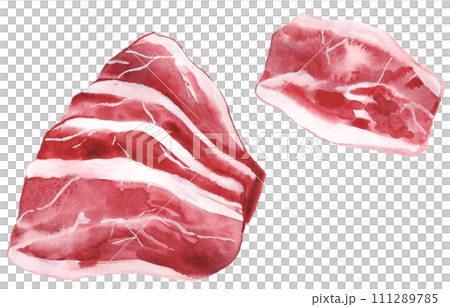 生肉　豚肉　水彩素材 111289785