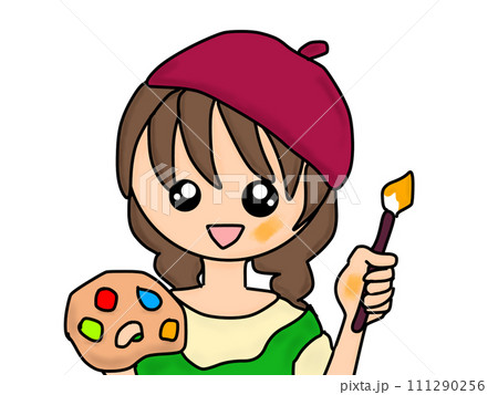 笑顔の女性イラストレーター 111290256