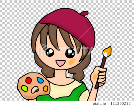 笑顔の女性イラストレーター 111290256