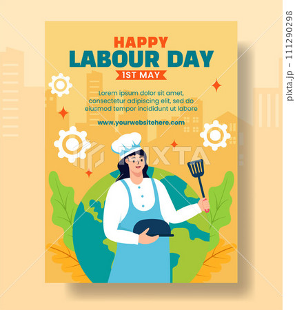 Labour Day Vertical Poster Flat Cartoon Hand Drawn Templates Background Illustration Labour Day Vertical Poster Flat Cartoon Hand Drawn Templates Background Illustration 111290298