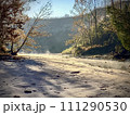 Beautiful morning mist on a sandy bluff. 111290530