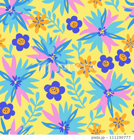 Seamless pattern with doodle floral elements. Vector illustration Seamless pattern with doodle floral elements. Vector illustration 111290777
