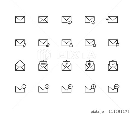 メールの線画アイコンセット メールの線画アイコンセット 111291172