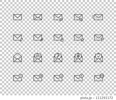 メールの線画アイコンセット メールの線画アイコンセット 111291172