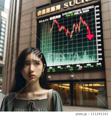 株価の暴落にがっかりする女性 111291181
