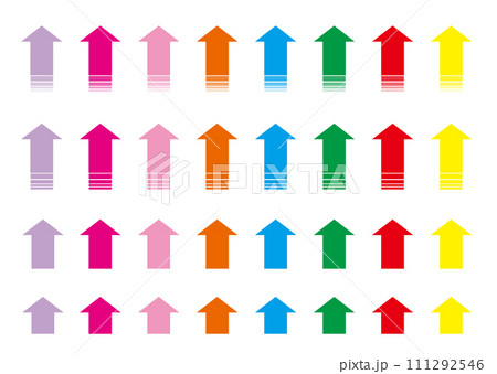 カラフルな上向き矢印のセット 111292546