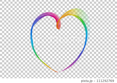 Rainbow heart line white background Rainbow heart line white background 111292769