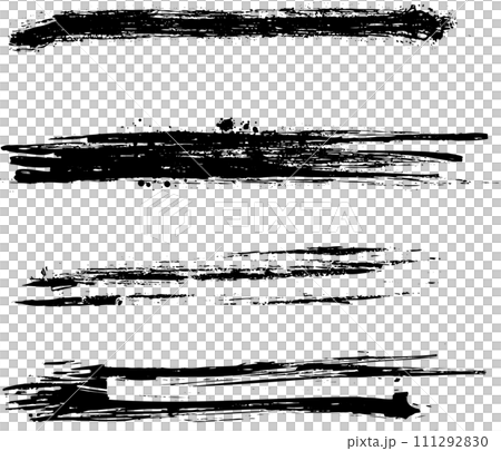 手書き墨ブラシ素材・和風ラインセット	 111292830