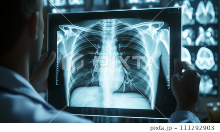 クリアで詳細なX線写真で診断する医師<AI生成素材> 111292903