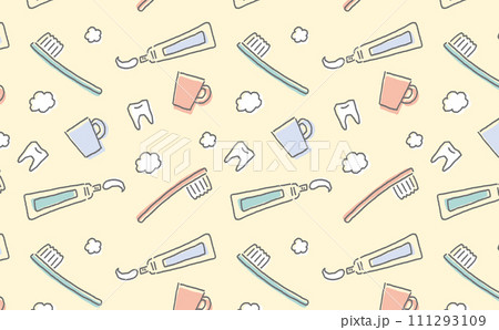 歯磨きイラスト総柄カラフル 111293109