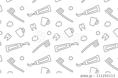 歯磨きイラスト総柄モノトーン 歯磨きイラスト総柄モノトーン 111293113