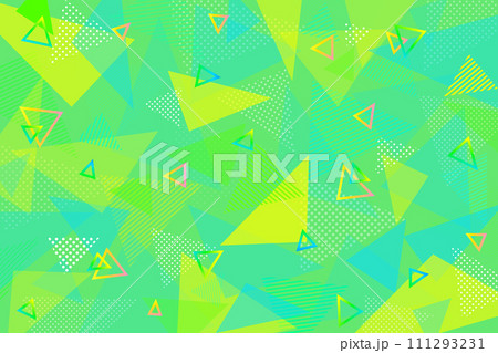 背景素材 緑色 黄緑 バックグラウンド 三角パターン 模様 柄 かわいい カラフル ポップ ゆめかわ 111293231