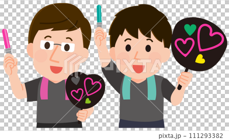 看起來像是在音樂會上玩得很開心的男人,右側插圖 看起來像是在音樂會上玩得很開心的男人,右側插圖 111293382