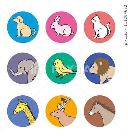 カラフルな動物アイコンセットのイラスト素材 [111294622] - PIXTA