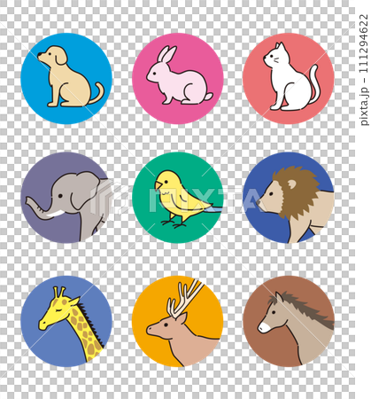 カラフルな動物アイコンセットのイラスト素材 [111294622] - PIXTA