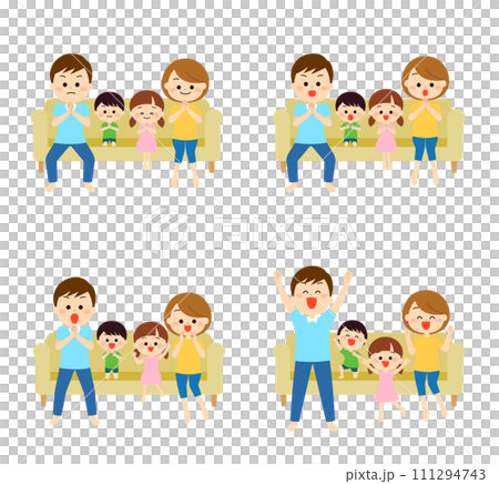 観戦している親子 観戦している親子 111294743