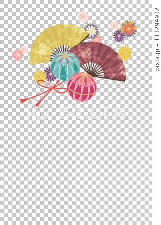 手毬と花の新春イメージイラスト 111294912