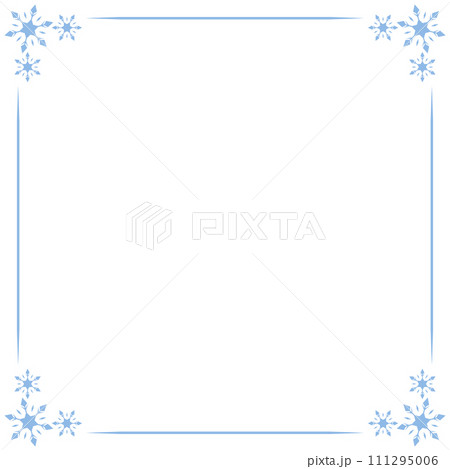 水色の雪の結晶正方形フレーム/イラスト/素材 111295006