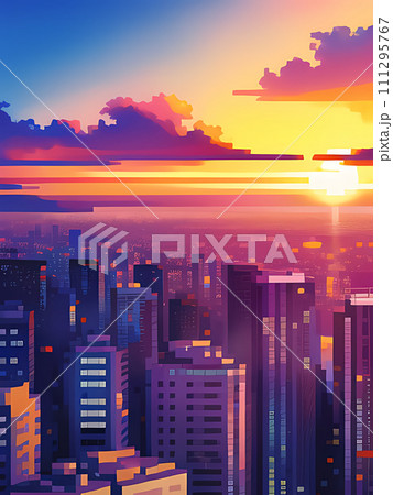 都会の夕景 111295767