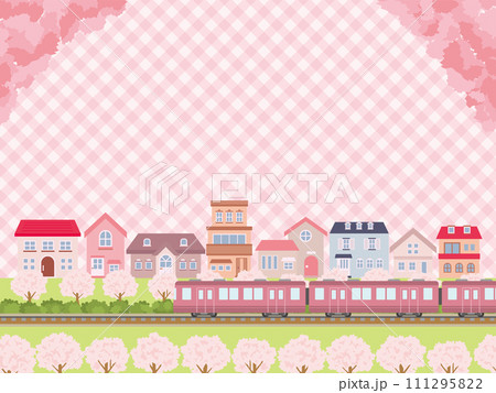 桜の咲く春の街並み 111295822