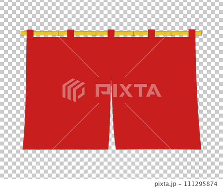 純紅色門簾向量圖 111295874