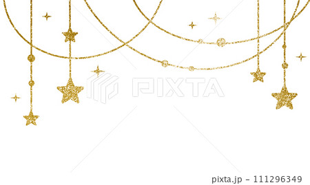 star sparkle bunting gold glitter shinny illustration carnival garland birthday new year baby shower party decoration banner colorful boho style border frame 111296349