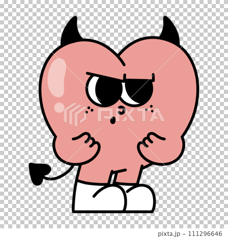 pink heart monster devil groovy retro vintage...のイラスト素材 [111296646] - PIXTA