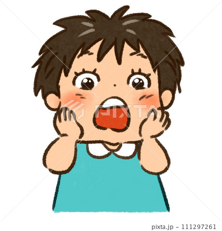 驚いている男の子　上半身 111297261