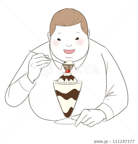 パフェを食べる男性 パフェを食べる男性 111297377