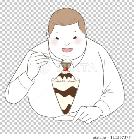 パフェを食べる男性 パフェを食べる男性 111297377