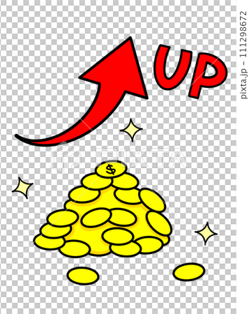 向上箭頭和硬幣 111298672