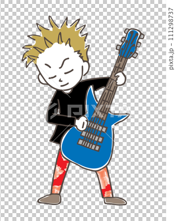 彈奏樂器吉他的年輕男性音樂家 111298737