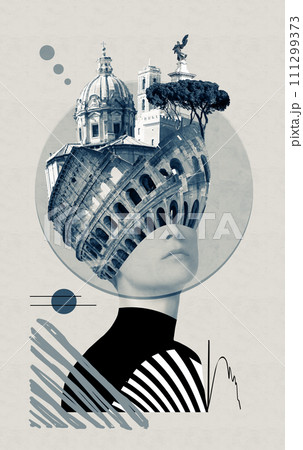 Rome famous landmarks collage. The modern art design from best views of Rome, Italy, Europe. Rome famous landmarks collage. The modern art design from best views of Rome, Italy, Europe. 111299373