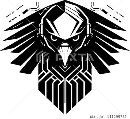 Modern strict logo template of abstract hawk, eagle shape with wings. Vector illustration of eagle for print, poster or logo Modern strict logo template of abstract hawk, eagle shape with wings. Vector illustration of eagle for print, poster or logo 111299785