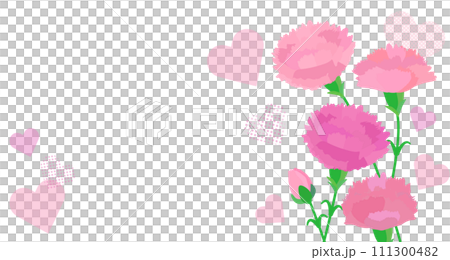 Vector background image of pink carnations and hearts that can be used for Mother's Day 111300482