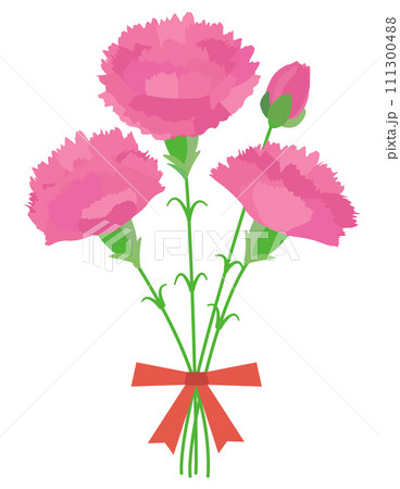 母の日に使えるピンクのカーネーションの花束のベクター画像 111300488
