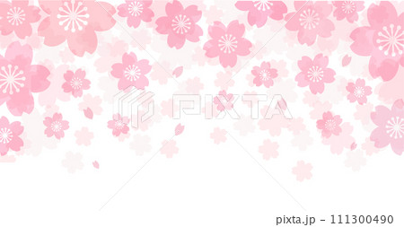 パステルピンクの桜吹雪が舞うサクラの花のベクター背景画像	 パステルピンクの桜吹雪が舞うサクラの花のベクター背景画像	 111300490