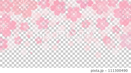 パステルピンクの桜吹雪が舞うサクラの花のベクター背景画像	 パステルピンクの桜吹雪が舞うサクラの花のベクター背景画像	 111300490