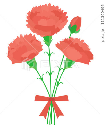 母の日に使える赤いカーネーションの花束のベクター画像 111300496