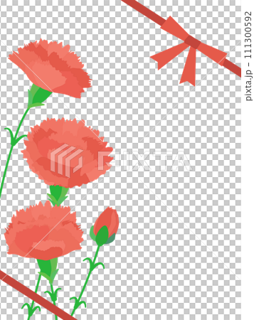 母の日に使える赤いカーネーションとリボンのベクター背景画像 111300592