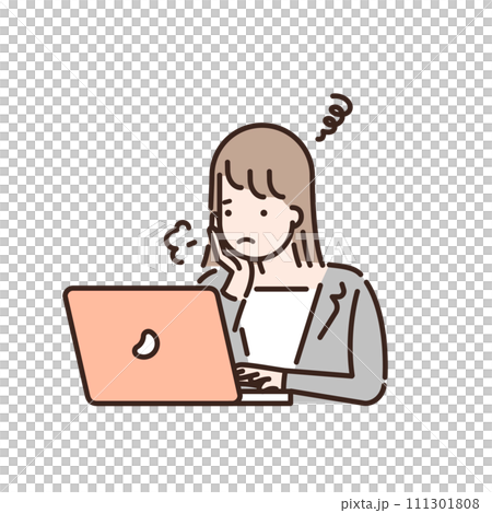 Illustration of a business person using a computer Illustration of a business person using a computer 111301808