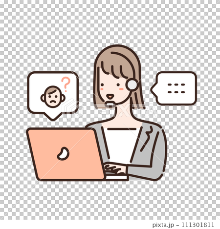 Illustration of a business person receiving consultation online Illustration of a business person receiving consultation online 111301811