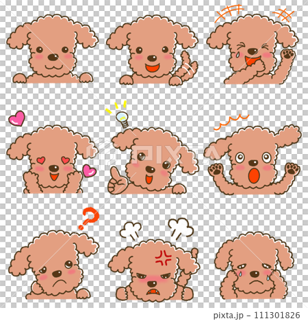一套玩具貴賓犬的各種表情 111301826