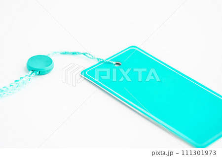 Blue luggage label, copy space. Price tag, gift tag, sale tag, address label 111301973