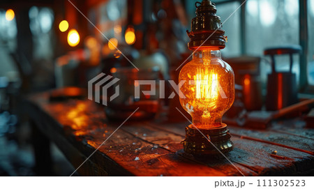 Vintage gasoline oil lantern lamp. Vintage gasoline oil lantern lamp. 111302523