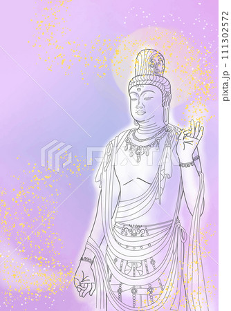 薬師寺 聖観音菩薩 紫の光の背景のイラスト素材 [111302572] - PIXTA