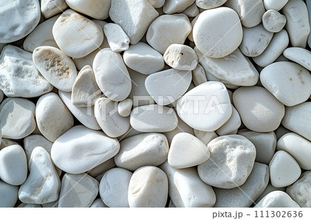 White Smooth River Pebbles Texture Background 111302636