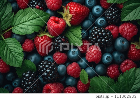 berry background from assorted berries 111302835