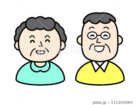 シンプルな人物イラスト シニアの仲良し夫婦 シンプルな人物イラスト シニアの仲良し夫婦 111303064